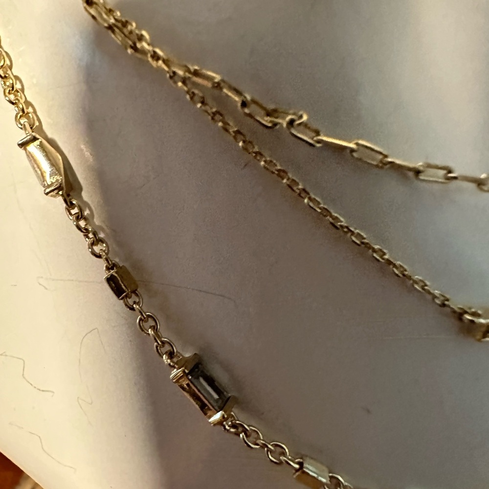 Kendra Scott Addison Multi Chain Necklace Gold Tone Rhinestone Signed Spring - Picture 6 of 16
